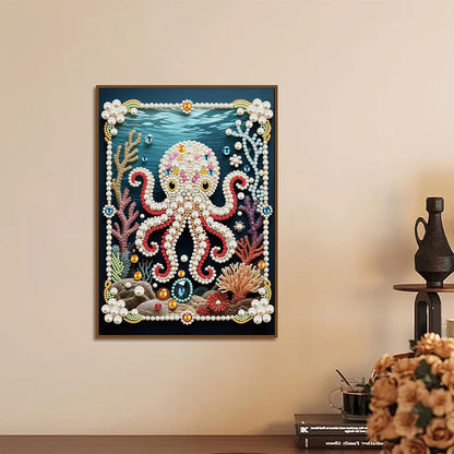 Kulvci Octopus DIY 5D Pearl Painting Kit, Diamond Painting Kit for Adults Beginner, Bead Art Kits All-Pearl Dot Painting for Wall Decor, Creative Stress Relief Gift Home Decor,12 × 16 inch