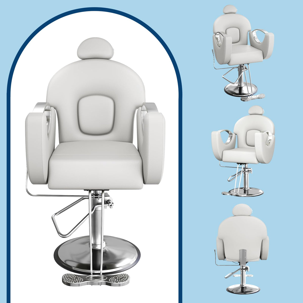 Professional Reclining Salon Barber Chair, 360° Swivel Hydraulic Hair Salon Chair for Hair Stylist with Heavy Duty Pump, High-Density Cushion, Adjustable Height Barber Chairs for Barbershop Spa & Home