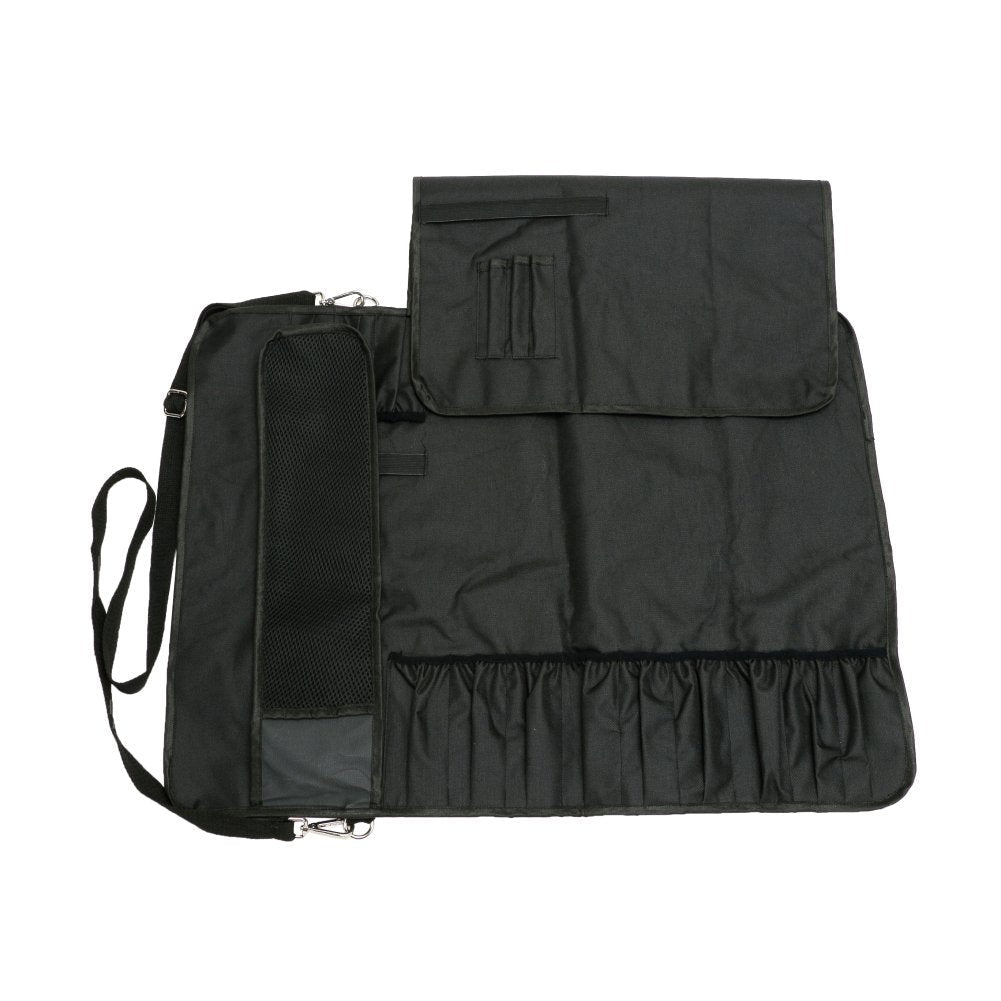 HERSENT Knife Roll,Chef Knife Roll Bag With 17 Slots Can Holds13 Knives,1 Meat Cleaver, And 3 Utensil Pockets,Durable Knife Bag With Handle,Shoulder Strap & Zippered Mesh Pocket Holder