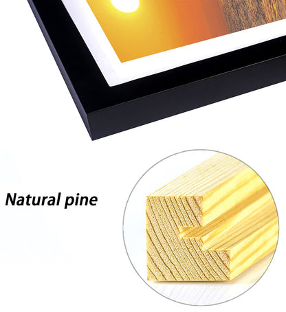 ZZFQXZ 12x16 Frames for Diamond Painting 30x40cm Diamond Art Frame Display Picture 10x14inch/25x35cm with Mat, 12x16inch/30x40cm Solid Wood Frame Black (ZK002