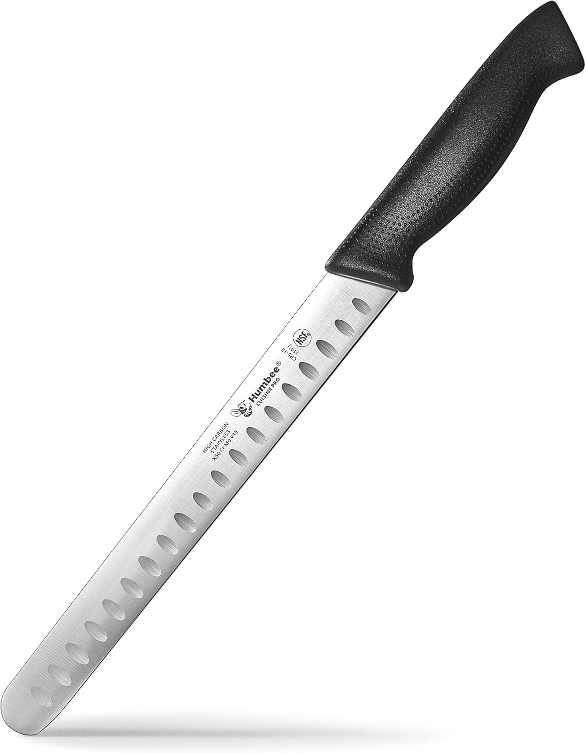 Chef 10-Inch Carving Knife, NSF Certified CP5-10, Granton Edge for Turkey Ham Meat Slicing, Black