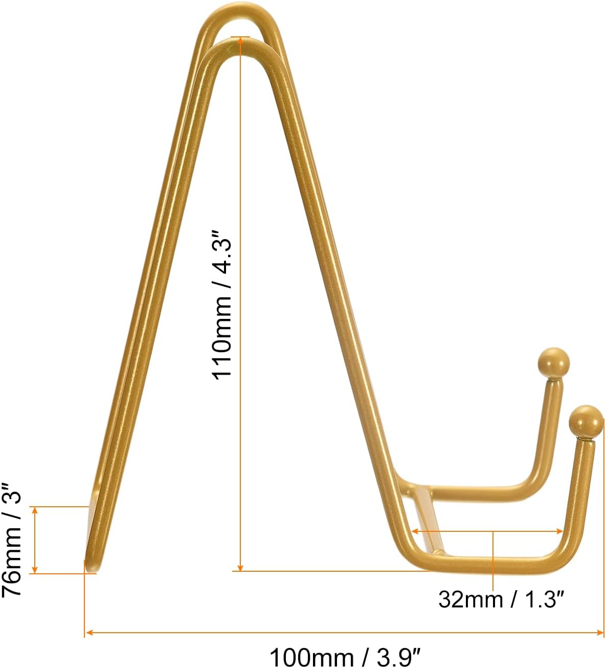 uxcell 2Pcs 4.3 Inch Iron Plate Stand for Display, Decorative Easel Holder for Picture Photo Book, Gold
