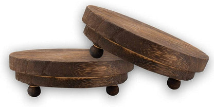 2 3.75' Pcs Wood Riser - Display Stand for Farmhouse Decor, Tiered Tray Accessories, Round Rustic Pedestal for Home