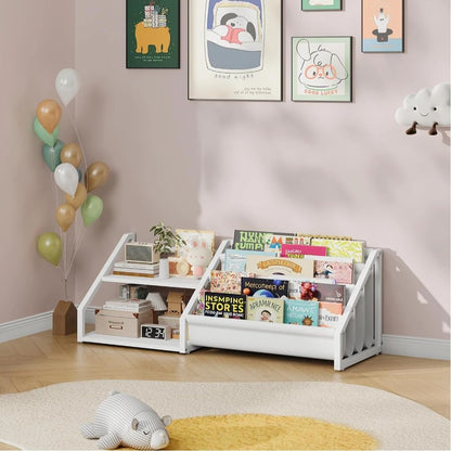 2 4-Tier TCW16WB CHOEZON Kids Bookshelf, Book Shelf for Kids Rooms, Toddler Bookshelf with Open Shelves and Sling Rack