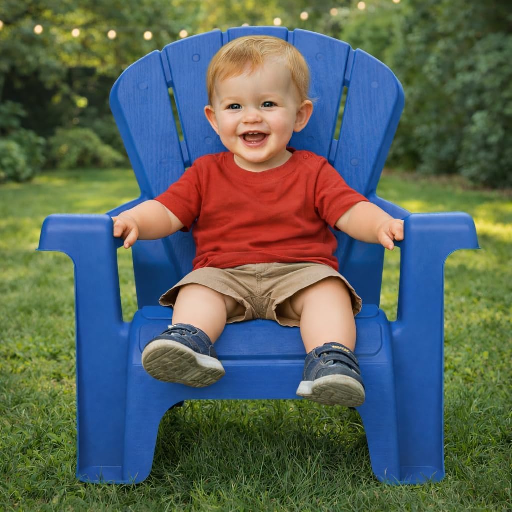 4 Pack Set Little Tikes Kids Garden Chair in Blue, Outdoor Toddler Activity Adirondack Chairs for Picnic, Garden