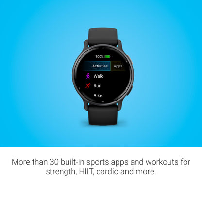 Garmin Vívoactive 5, Health and Fitness GPS Smartwatch, AMOLED Display, Up to 11 Days of Battery, Slate Aluminum Bezel with Black Case and Silicone Band