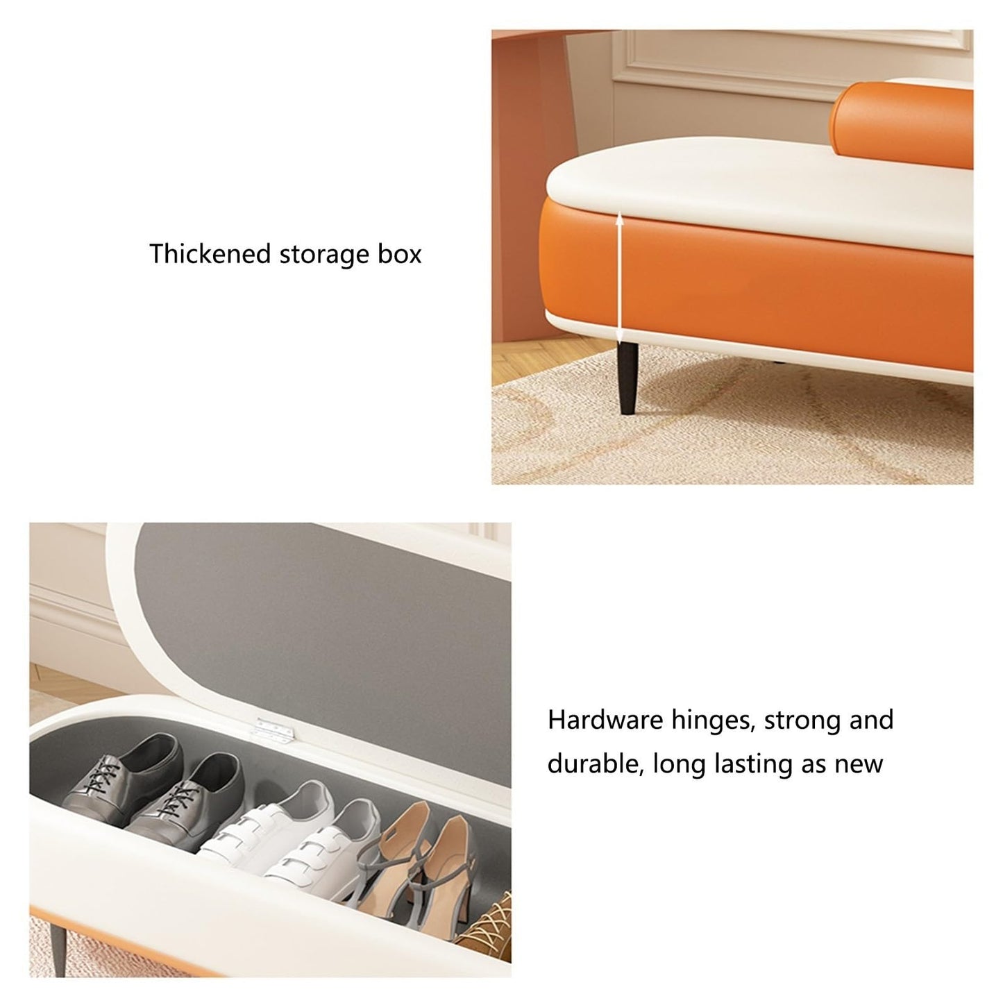 Bedroom End of Bed Bench Storage Bench- Entryway Bench, Ottoman for Bedroom End of Bed,Modern Leather Benche Bedroom Benches for Foot of Bed,Upholstered Bench with Black Legs Ottoman Couch Bench ( Col