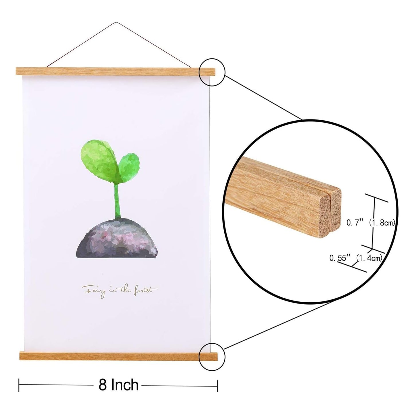 FALAMON 3 Pack Magnetic Poster Hanger Frame, Teak Wood Magnet Poster Frame for Posters, Prints, Photos, Pictures, Maps, Scrolls, and Canvas Artwork