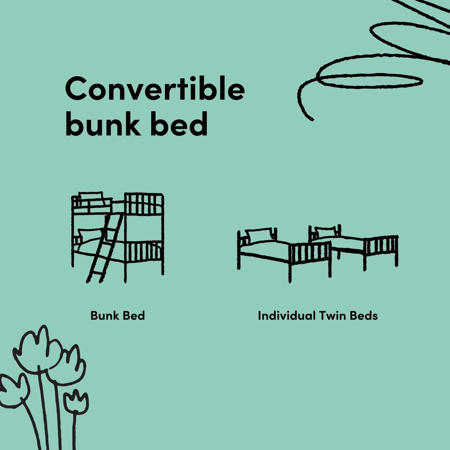 Storkcraft Caribou Bunk Bed Twin Over Twin Bunk Bed (Espresso) - GREENGUARD Gold Certified, Twin Bunk Beds for Kids, Converts to 2 Individual Twin Beds, Bunk Beds for Kids