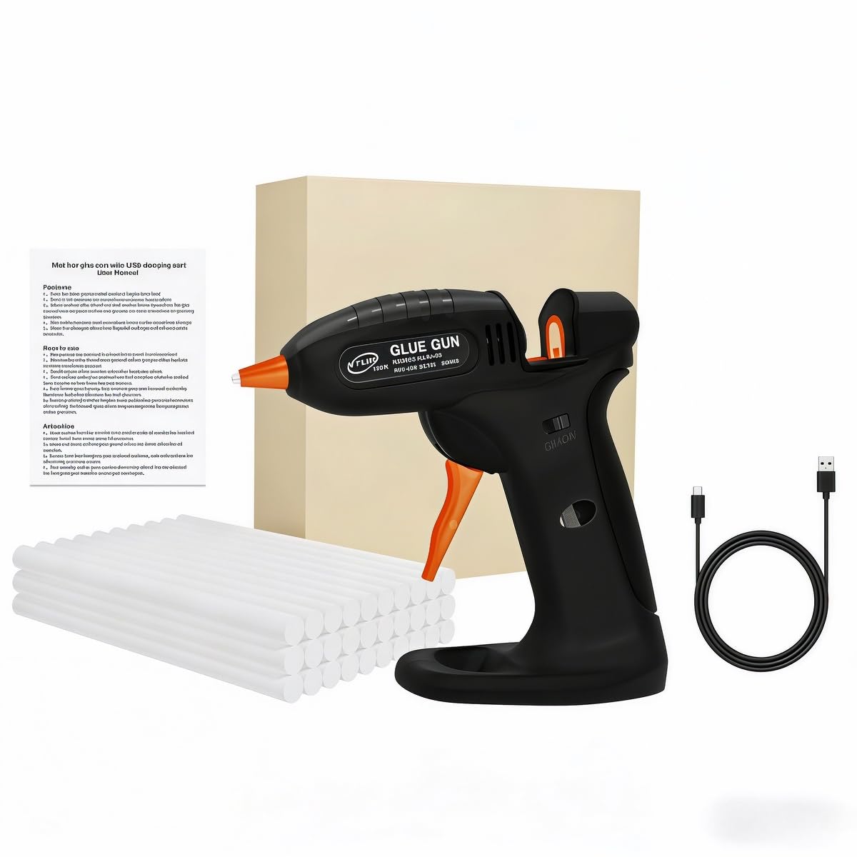 Cordless Rechargeable Hot Glue Gun, 3.7V Fast Heating with Drip-Free Design, 30 Glue Sticks Included, Auto Safety Shut-Off for DIY Crafts and Home Repairs