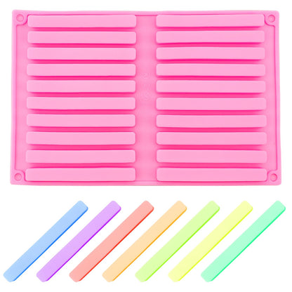 2 PACK Chocolate Rod Stick Silicone Strip Molds, 20 Bars Strips Biscuit Candy Molds for Cookies Candy Crayon Candle Soap Ice Cube Tray