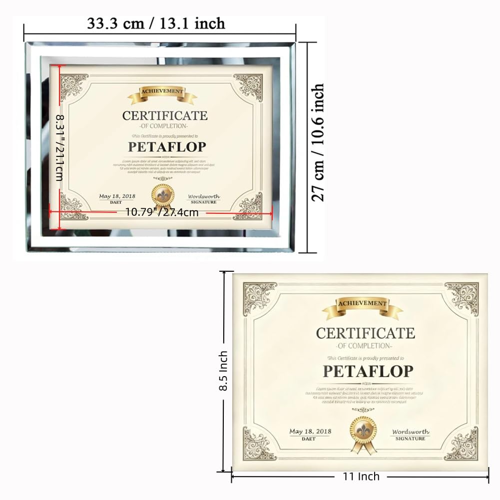 PETAFLOP 8.5x11 Picture Frames Glass 8.5 x 11 Frame Tabletop Display, 2 Pack clear