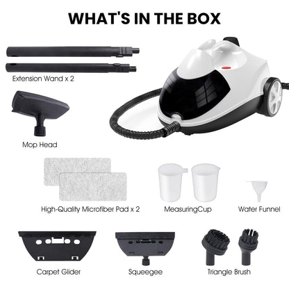 Steam Cleaner 1.5L Steamer for Cleaning Fast Heating 6-in-1 Multi-Surface with 8 Accessories UL499 Certified