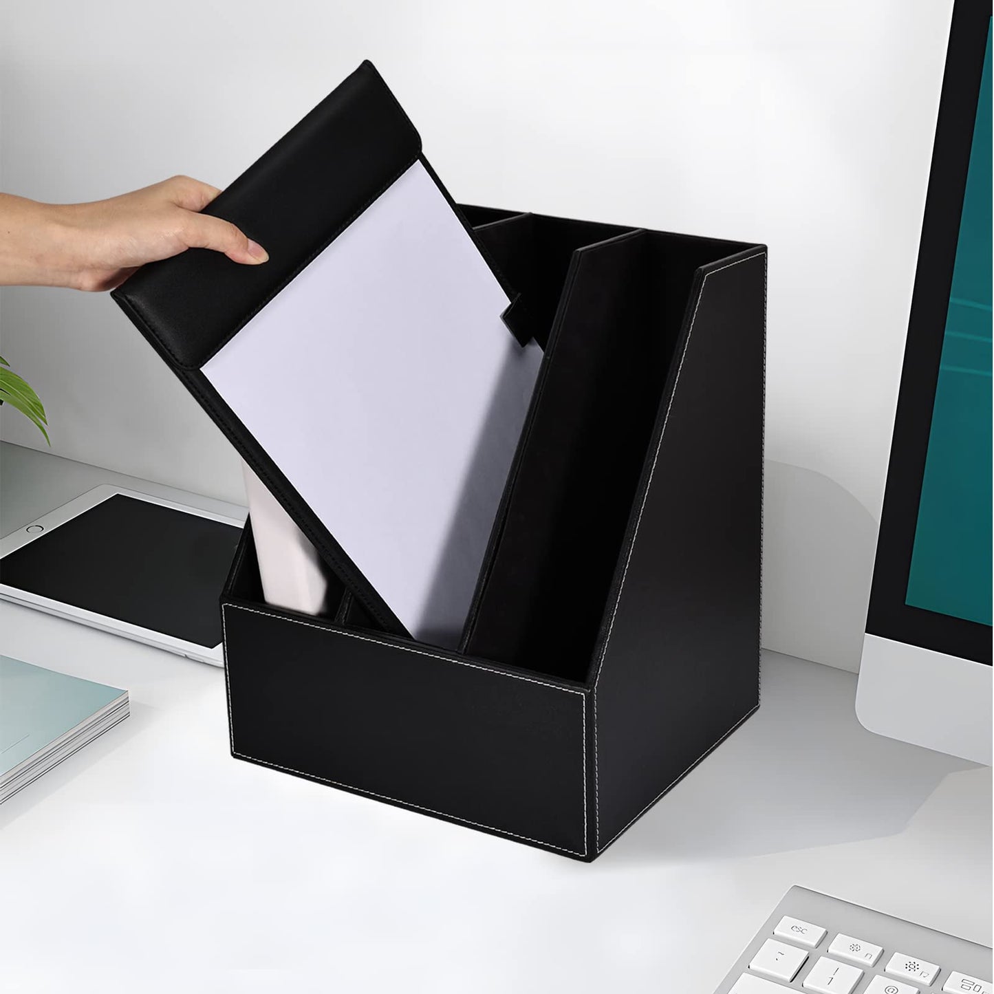 Leather Clipboard, Black Clipboards with Pen Holder, A4 Letter Size Clip Board for Nurses, Smooth Writing Clipboard for Classroom, Low Magnetic Profile Clip Boards for Kids Drawing Office 9" x 12.5"