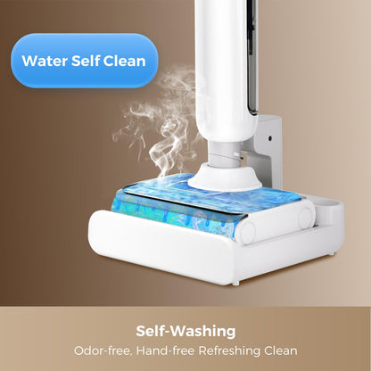 HABIUBIU Wet Dry Vacuum Cleaner, 23KPa Vacuum and Mop Combo, 180° Lay-Flat Design with Edge Cleaning, Self-Cleaning Vacuum Mop for Hard Floors, Up to 35 Min Runtime, LED Display & Voice Prompts