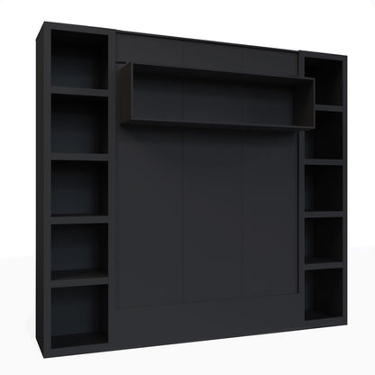 Oakland Living Easy-Lift Queen Murphy Wall Bed in Black with Two Bookshelves