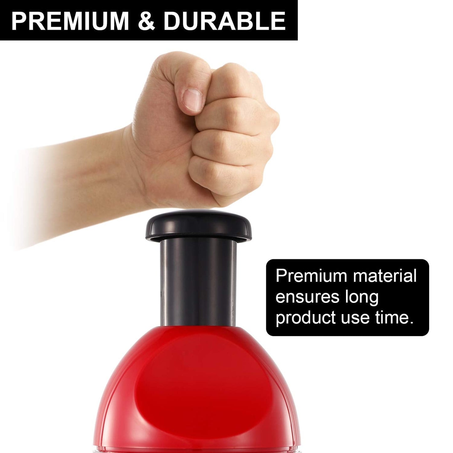 Geedel Food Chopper, Easy to Clean Manual Hand Vegetable Chopper, Dishwasher Safe Slap Onion Cutter for Veggies Onions Garlic Nuts Salads Red