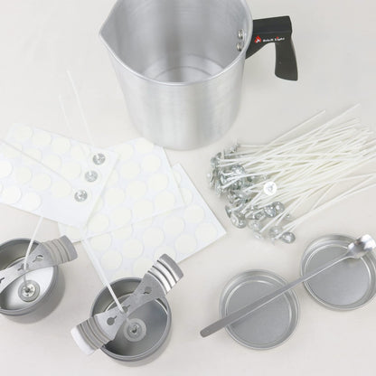 EricX Light Candle Making Kit, 60pcs Candle Wicks, 60pcs Candle Wicks Sticker, 1pc Candle Wax Pouring Pot, 2pcs 3-Hole Wicks Centering Devices, 1pc Mixing Spoon, DIY Candles Craft Tools