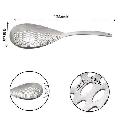 Suwimut 2 Pack Skimmer Slotted Spoon, 13.6 Inch Large Stainless Steel Skimmer Ladle Spoon Spider Strainer with Handle and Hanging Holes, Fryer Scoop Kitchen Colander for Cooking, Draining and Frying
