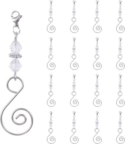 20 INCREWAY Pcs Lobster Knot Christmas Hook Decorative with Lobster Claws Hanging Metal Wire Clear Rhombic Crystal