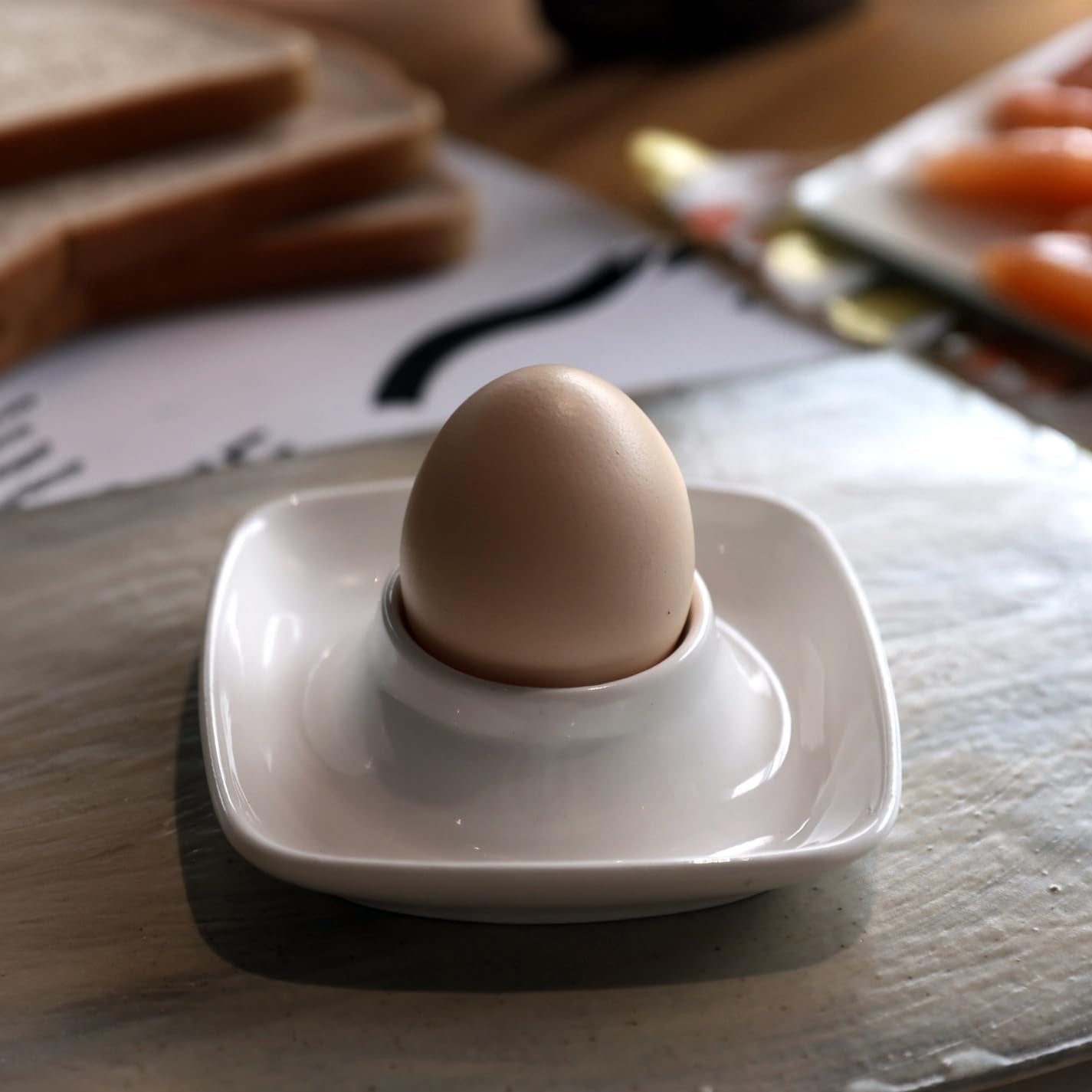 Vila KuChe Ceramics White Egg Cups Egg Holders for Hard Boiled Eggs Set 6pcs