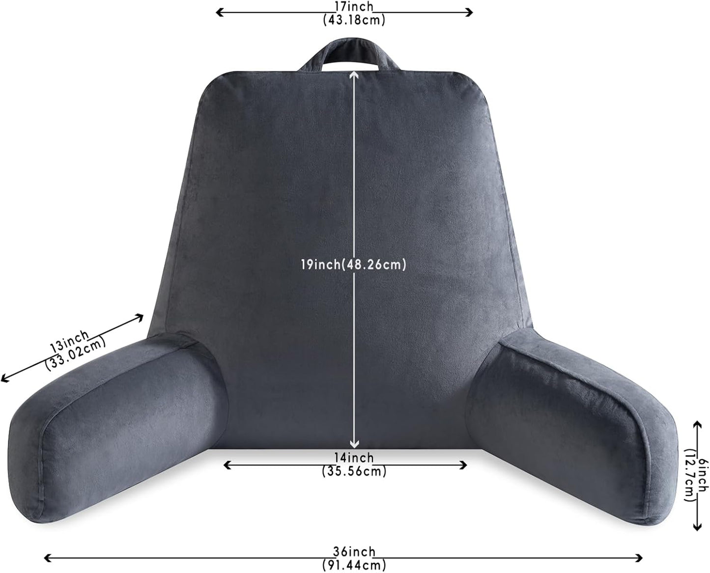 19" OAISZ Reading Pillow for Sitting in Bed Adult, Reading Pillow with Shredded Memory Foam, Back Pillow for Sitting Up