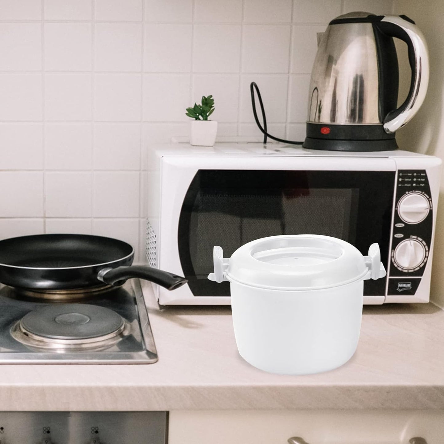 Microwave Rice Cooker Rice Steamer: 2pcs Round Microwave Food Container for Cooking Rice, Chicken, and Pasta