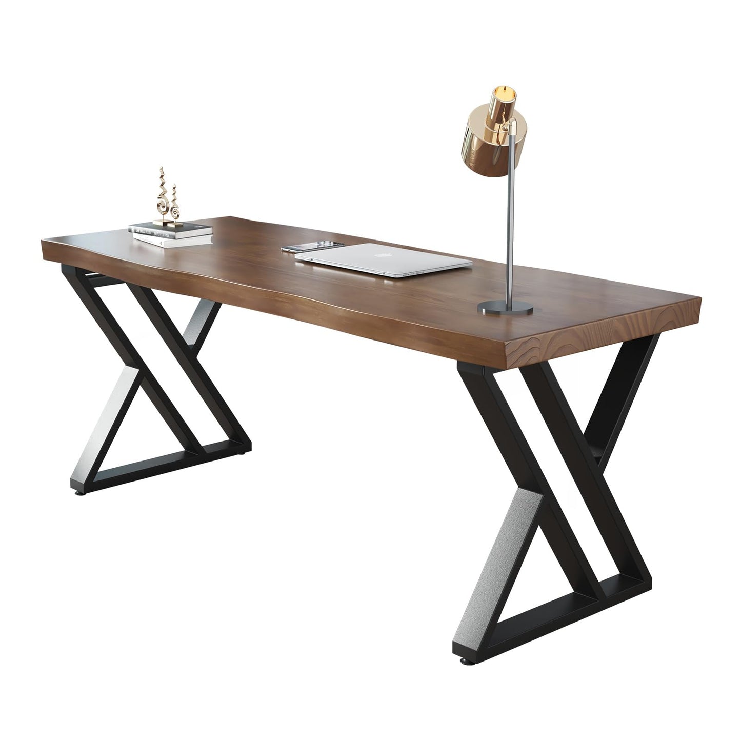 Sihtengxxhongs Rustic Style Solid Wood 55-inch Computer Desk - Large Office Desk for Home Office, Modern and Simple Design, Ideal for Study, Writing, Dining