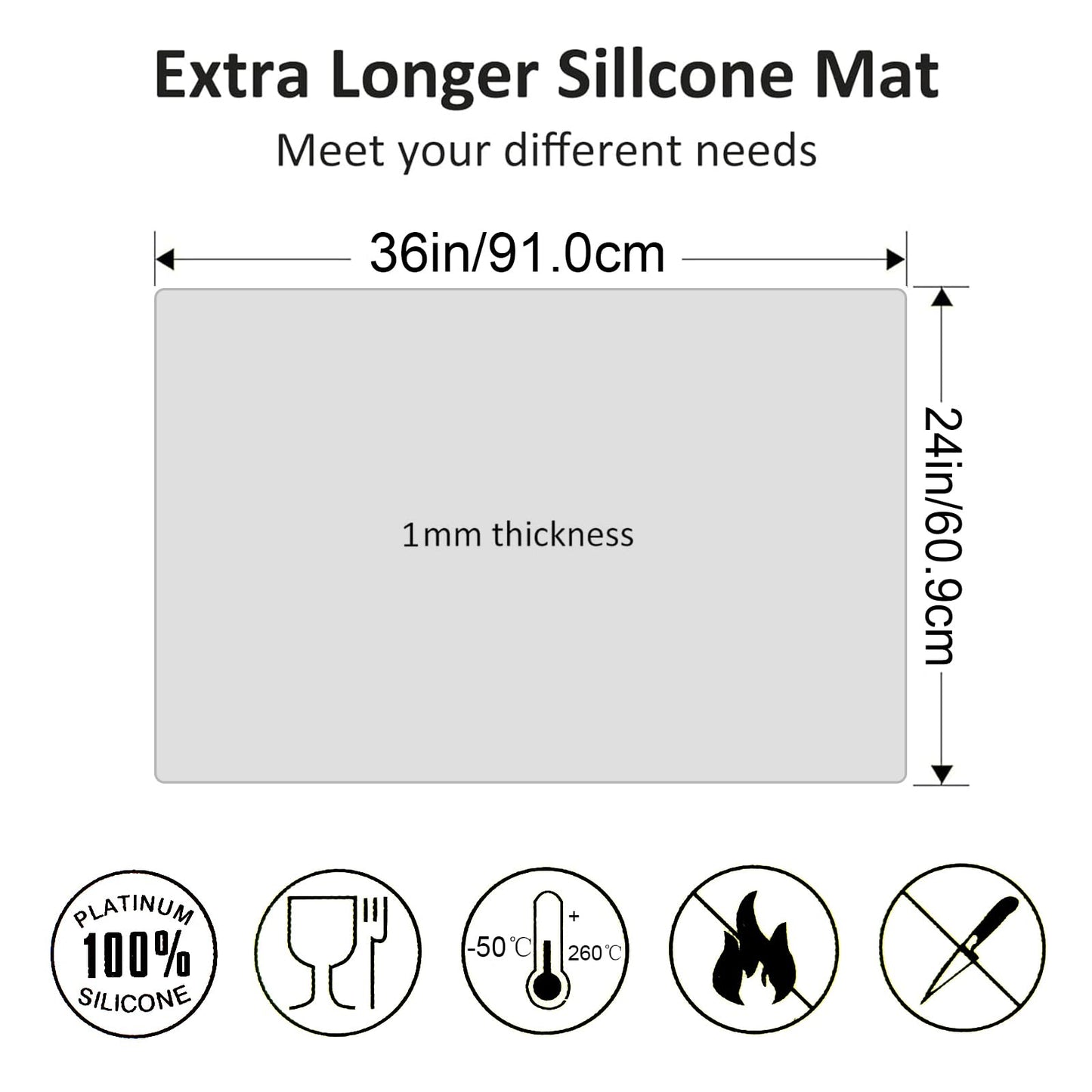 CHDRIKA 36" x 24" Extra Large Silicone Mat for Epoxy Resin, Nonstick Silicon Mats for Crafts Jewelry Casting, Non-Slip Kitchen Table Placemats for Countertop Protector Heat Resistant（Translucent）