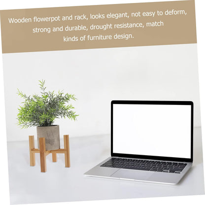 Wooden Planter Stand - 1pc Bamboo Tray Small Plant Holder Shelf for Indoor Flower Pots, Bonsai Stand
