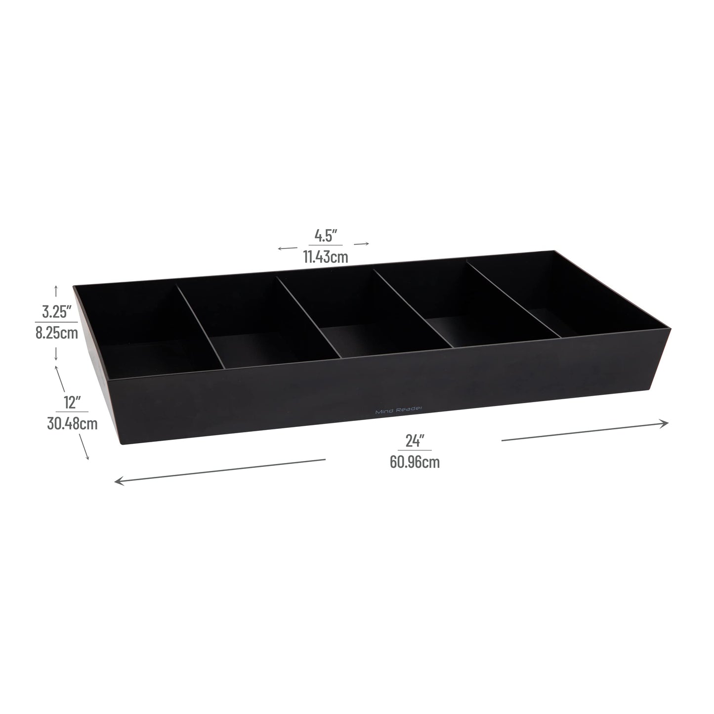 Mind Reader Snack Tray, Countertop Organizer, Snack Tray, Pantry, Breakroom, Kitchen, Black