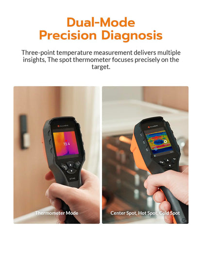 AccuMEMS GT14S Thermal Imaging Camera with Thermometer Mode, Ultra-Light 240g, -4°F~1022°F Range, 14H Runtime, Live Tracking with Edge-Enhanced Display, Infrared Camera for HVAC/Electrical Inspection