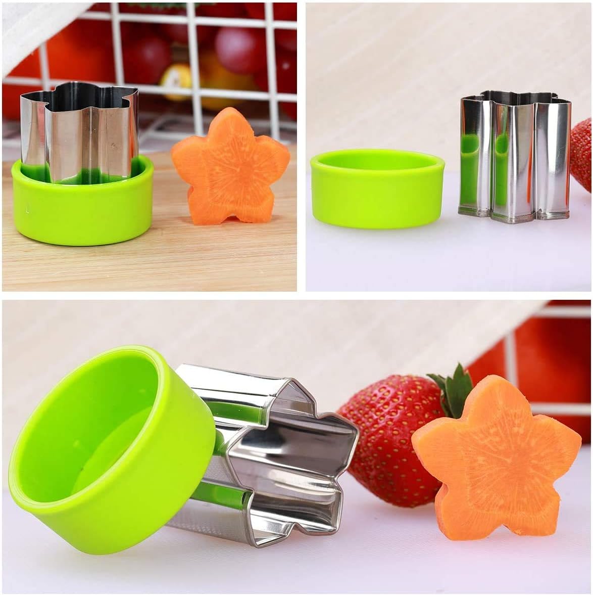 Sandwich Cutter Set - 4 Sandwich Cutters Shaped Like Dinosaur, Star, Heart, and 8 Vegetable Cutters for Children