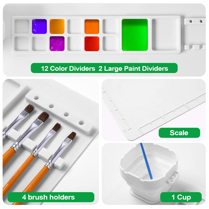 AWOKE Silicone Painting Mat - 20"X16" Silicone Art Mat with 1 Water Cup for Kids - Craft Mat has12 Color Dividers - 2 Paint Dividers (White),Toddler Activities,3 4 5 Year Old Girl Boy Birthday Gifts