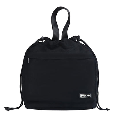 Moyad Reusable Lunch Bag for Women Men, Insulated Cooler Lunch Box Handbag Tote bag with Handle and Drawstring Closure for Work Picnic Travel Camping Outdoor, Black