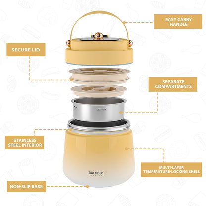 Thermo for Hot Food Adults 40OZ Soup Thermo Lunch Containers Wide Mouth Vacuum Insulated Food Jar Stainless Steel Leakproof Lunch Box with Spoon and Fork, Keeps Food Warm, Ideal Gift for Women