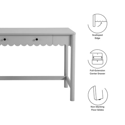 Modway Emmeline Scallop Desk in Light Gray
