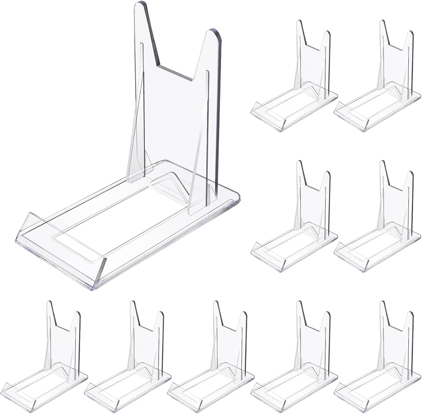 WANDIC Acrylic Plate Stands, 10 Pcs Mini Clear Plastic Display Holders Adjustable Easels for Flat Plates, Photos, Place
