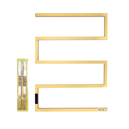 Towel Warmer Rack for Bathroom with Timer/Fahrenheit Temperature Control Wall Mounted Electric Heated 5 Bar Rail Plug-in or Hardwired Keep Bath Shower Towel Warming (Brushed Gold)