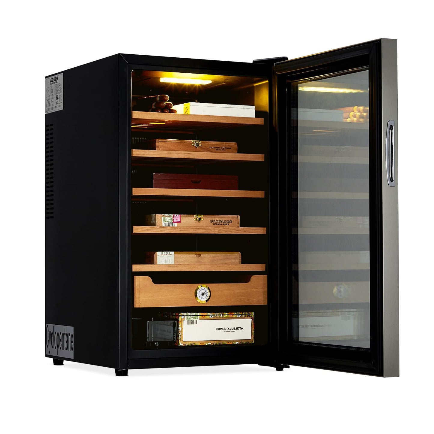 70L Electric Cigar Humidors Temperature Control System, Cooling & Heating Humidor Cabinet with Spanish Cedar Wood Shelves & Digital Hygrometer, Gifts for Men (500 Counts Capacity)
