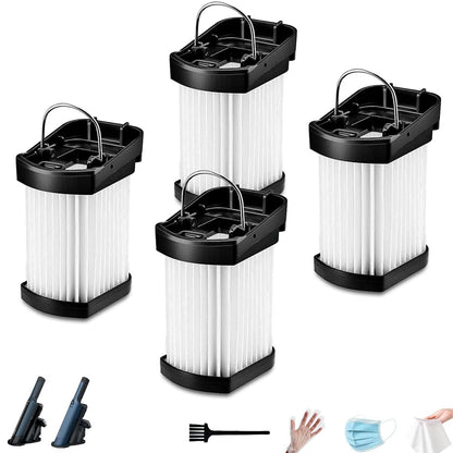 NKA 4-Pack HEPA Replacement Filters Compatible with Shark WANDVAC Power Pet WV401BL WV401PK WV403BR WV410BL WV410GN WV410PR, Compare to Part # XFFWV400, Includes Cleaning Brush