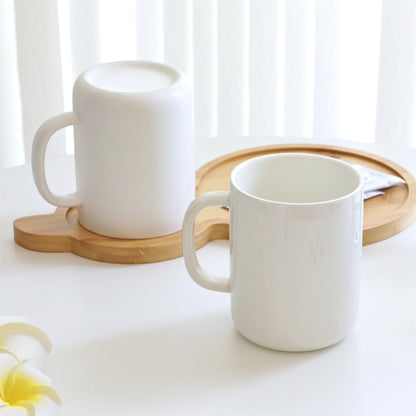 TREEWOO Stylish Ceramic Coffee Mug Smooth Solid Color 11oz Underglazed Cup For Men & Women Office And Home Use (Glossy white)