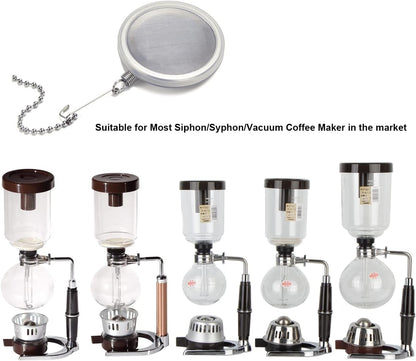 Reusable Coffee Filter for Hario Yama Siphon Coffee Maker & Similar Models, Permanent Stainless Steel & Silicon Rubber