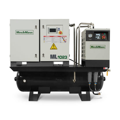 10HP Combined Rotary Screw Air Compressor with Dryer & 66-Gal ASME Tank | 32 CFM, 116 PSI, 230V 3-Phase – Industrial Grade,Model ML1023
