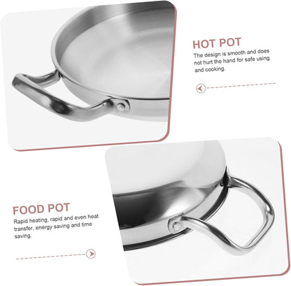 YARNOW Stainless Steel Griddle, Double Handle Hot Pot Kitchen Accessory, Small Cooking Tool