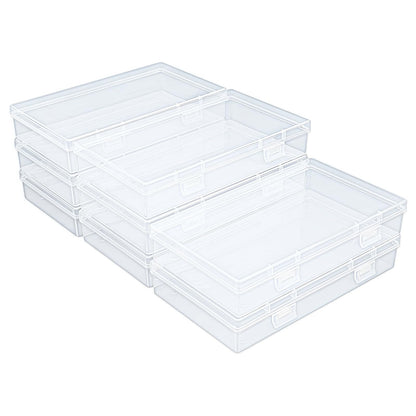 Thintinick 8 Pack Rectangular Clear Plastic Storage Containers Box with Hinged Lid for Beads and Other Small Craft Items (6.5 x 3.74 x 1.18 inch)