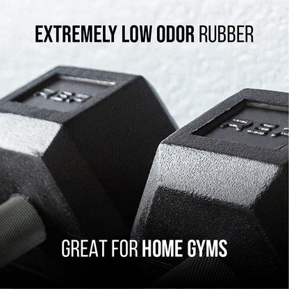 REP Fitness Rubber Hex Dumbbells, Includes Red Rack, 5–50 lb Weight Pairs, Heavy-Duty Sets, Textured Handles, Bundled Package for Men & Women, Home Gym Strength Training, Lifting and Muscle Growth