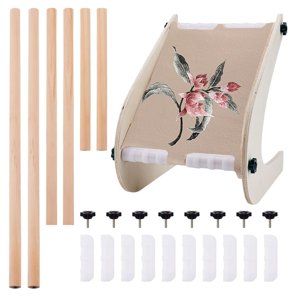 NBEADS Adjustable Embroidery Table Stand, Cross Stitch Hoop Stand Wooden Embroidery Hoop Holder for Lap or Table Top Cross Stitch Needlepoint Embroidery Tapestry 7.87/11.89/15.94inch