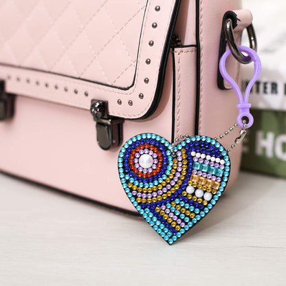 HXYQMMY 5PCS Diamond Painting Keychain -Diamond Art Kits for Adult Paint with Diamonds by Numbers Love Heart Pendant Diamond Art Keychains Crat