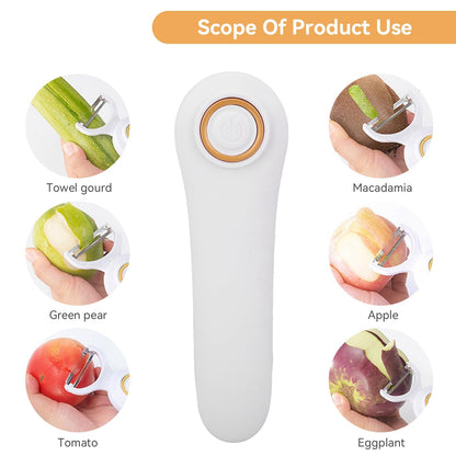 Electric Potato Peeler, Handheld Vegetable Peeler Set with 3 Interchangeable Blade Heads USB Rechargeable Veggie Fruit Peeler for Pears, Carrots, Cucumber